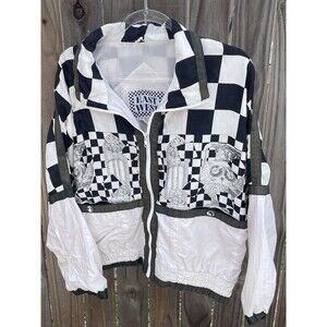 East West Vintage Checkered with Abstract designs Windbreaker Jacket